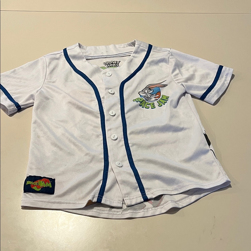 Warner Bros. Space Jam White and Blue Kids Jersey‎